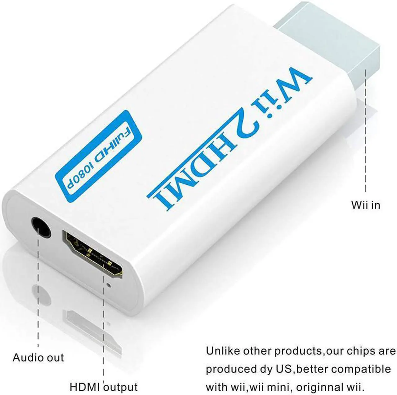 Alt view image 2 of 6 - Wii to hdmi Converter Werleo wii to hdmi adapter wii to hdmi 1080p 720p connector Output Video & 3.5mm Audio - Supports All Wii Display Modes