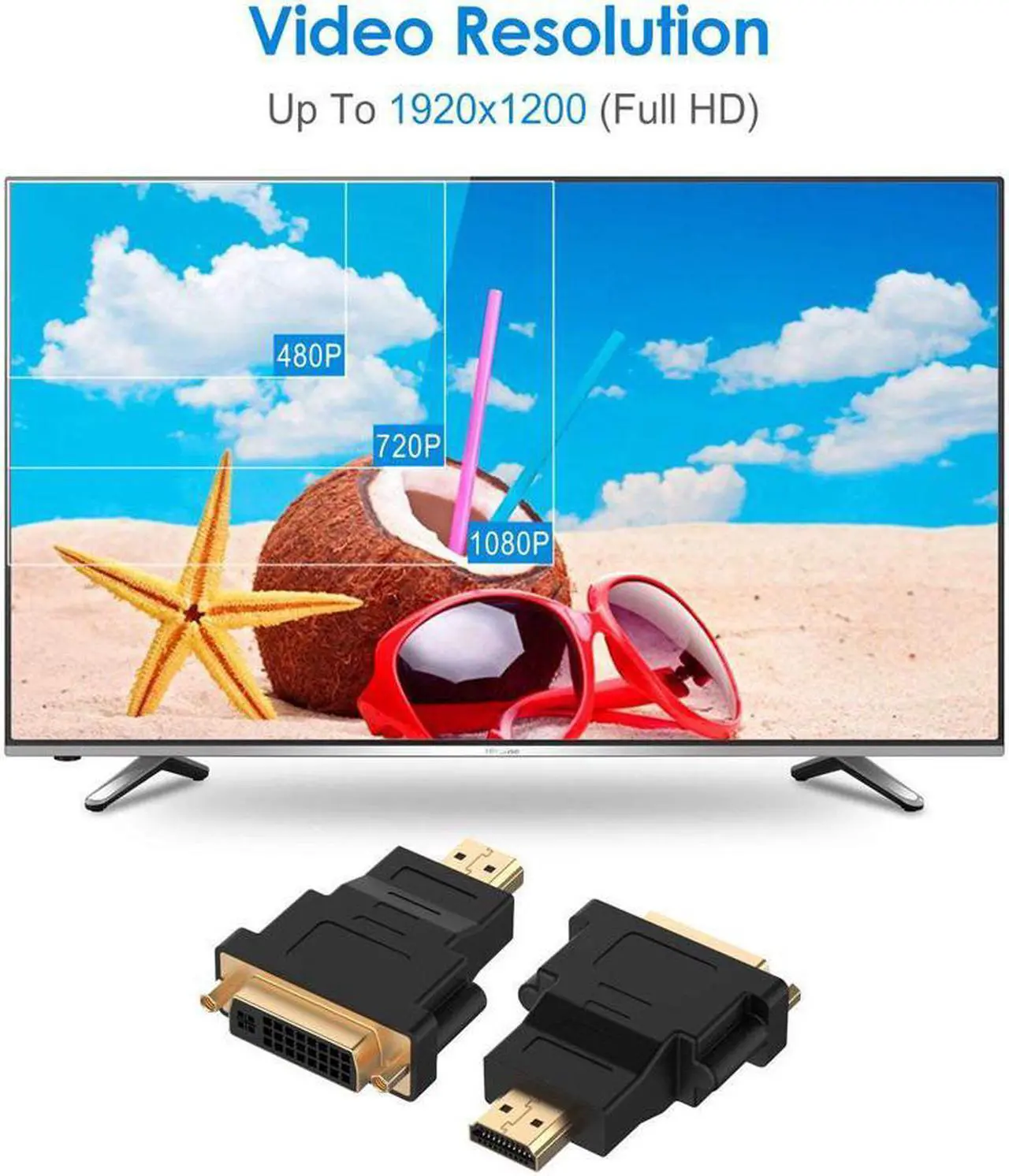 Alt view image 4 of 5 - 2 Packs DVI to HDMI Adapter Werleo Bidirectional DVI to HDMI Converter Gold-Plated HDMI to DVI Male to Female Adapter