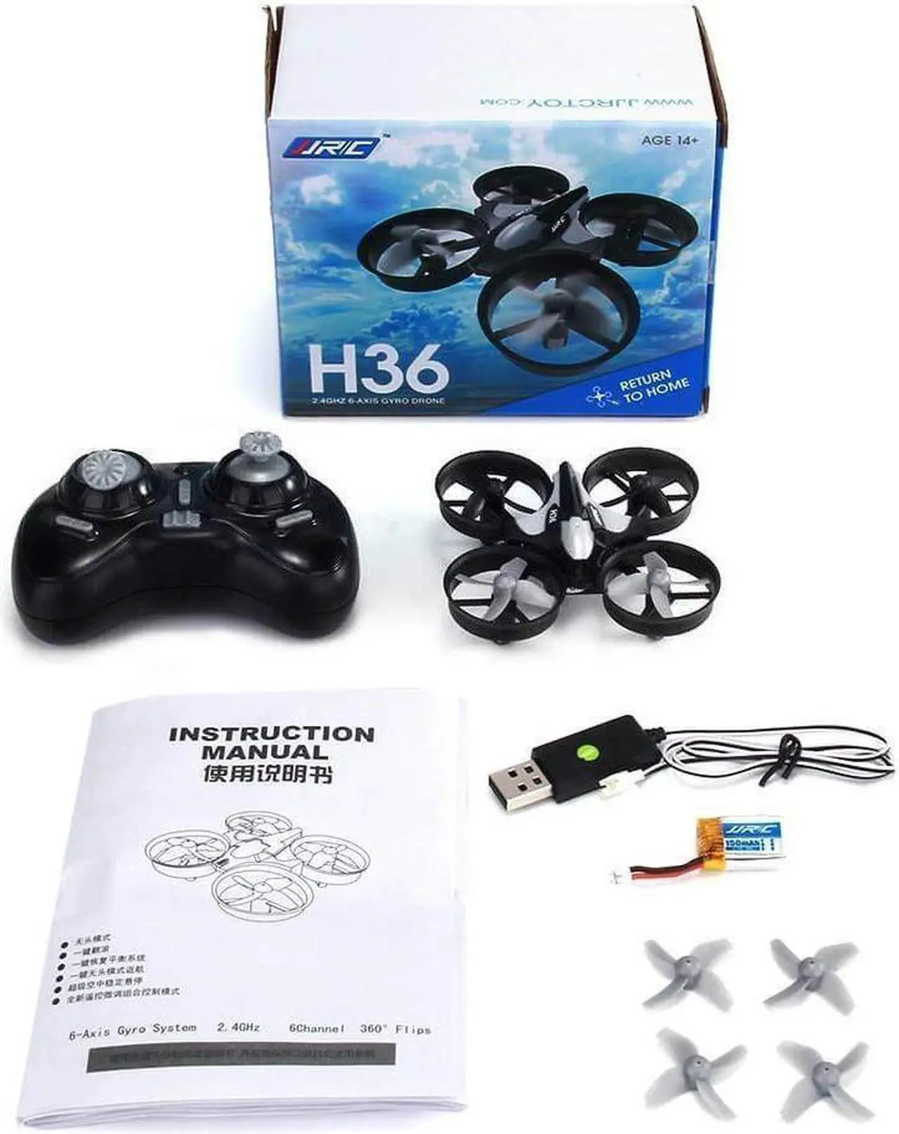 Alt view image 6 of 7 - H36 Mini Drone 2.4G 4CH 6Axis Gyro Headless Mode Remote Control RC Quadcopter RTF One-Key Return