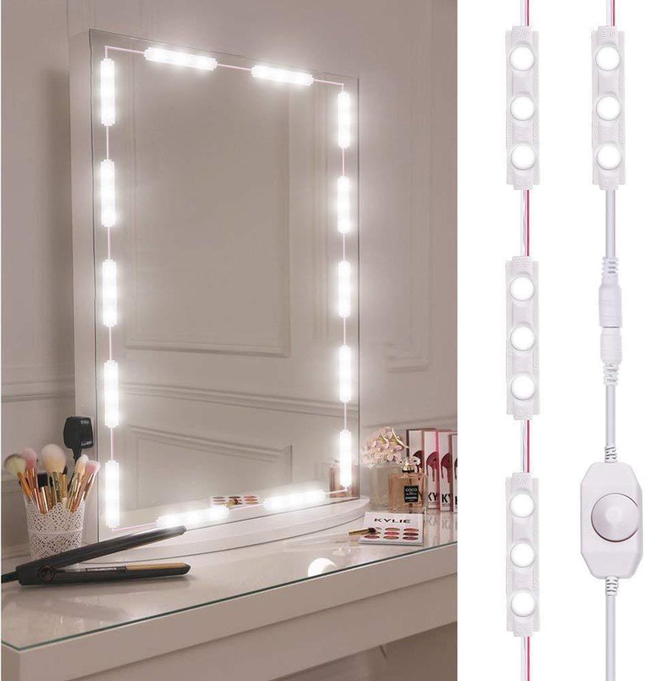 Main image of Led Vanity Mirror Light, Dimmable 60 LEDs Makeup Mirror Light Kits, 10FT 1200LM Waterproof DIY LED Light Strip Daylight White 6000K with Dimmer for Vanity Table Bathroom Dressing Room
