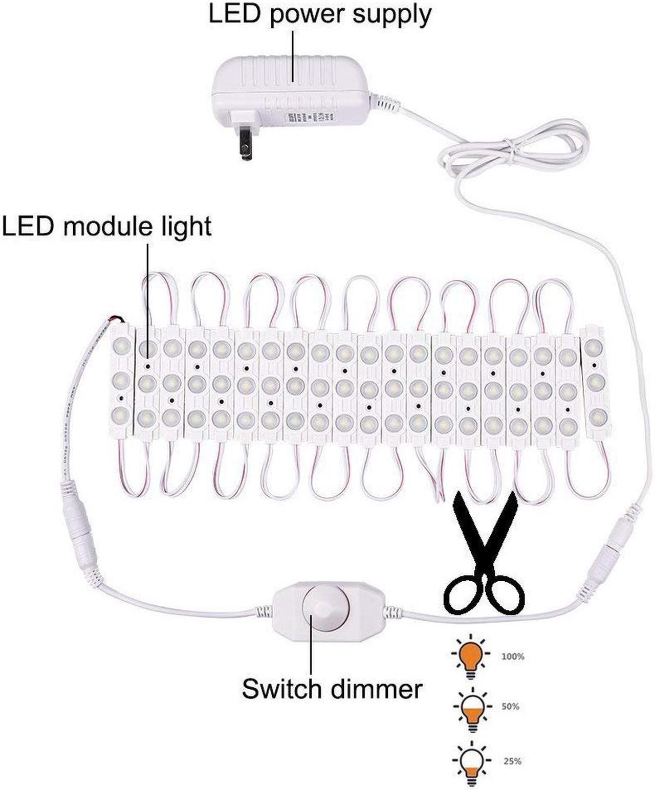 Alt view image 5 of 7 - Led Vanity Mirror Light, Dimmable 60 LEDs Makeup Mirror Light Kits, 10FT 1200LM Waterproof DIY LED Light Strip Daylight White 6000K with Dimmer for Vanity Table Bathroom Dressing Room