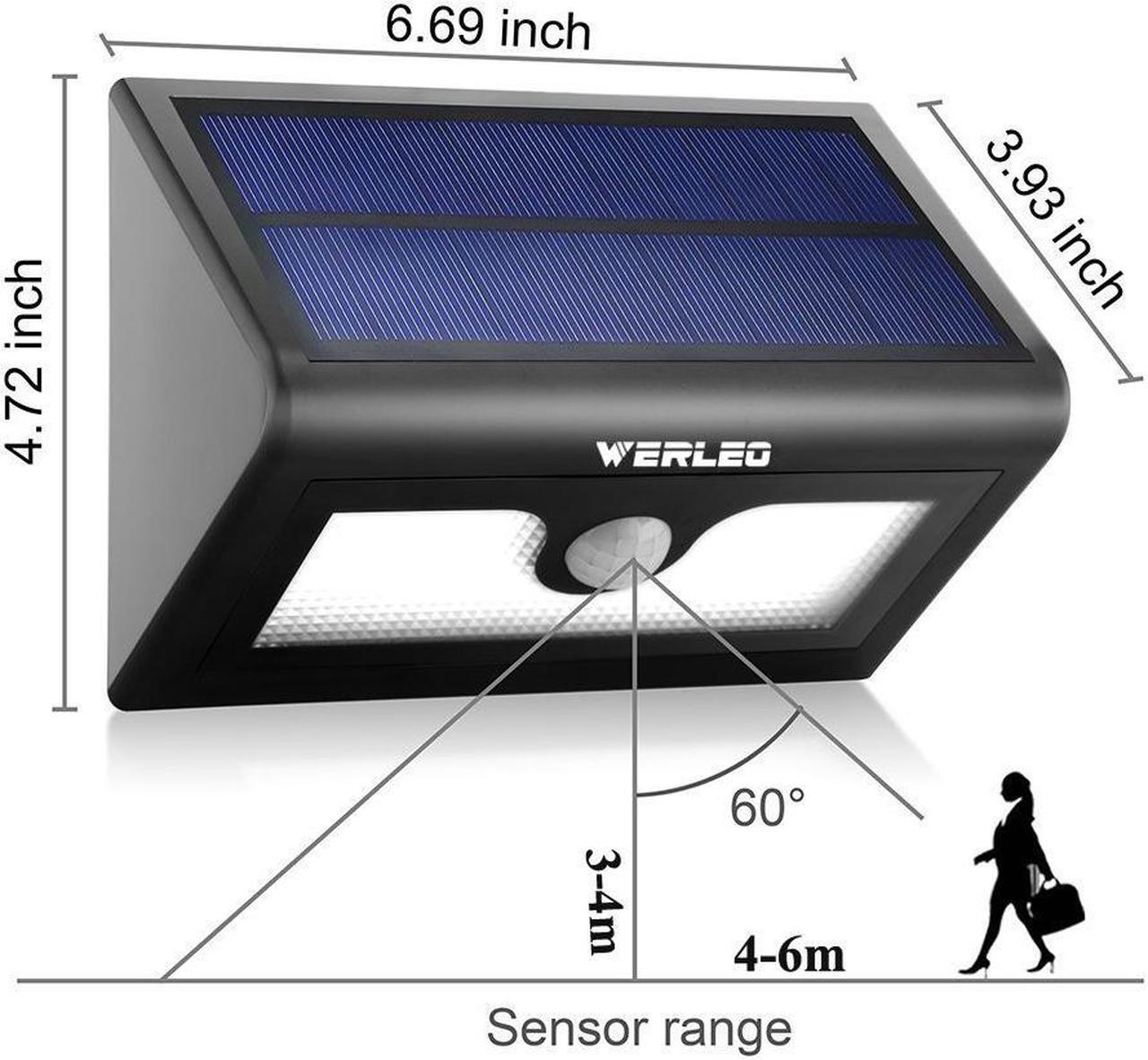Alt view image 3 of 7 - 2 Packs Solar Lights 50 LED Waterproof Motion Sensor Lights Outdoor Wireless Solar Powered Wall Light Motion Activated Auto On Off Solar Security Lights Outdoor for Fence Patio Deck Yard Cool White