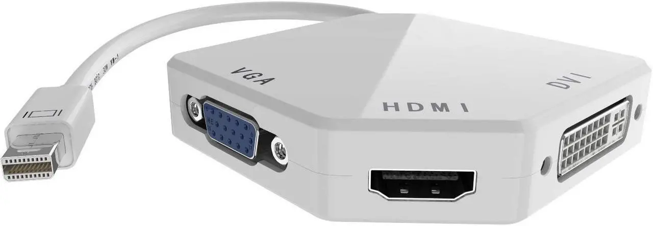 Alt view image 5 of 7 - 3-in-1 Mini DP Thunderbolt to HDMI DVI VGA Adapter Cable 1080p Mini Display Converter for Macbook Air Macbook Pro iMac Mini Surface Pro Series White