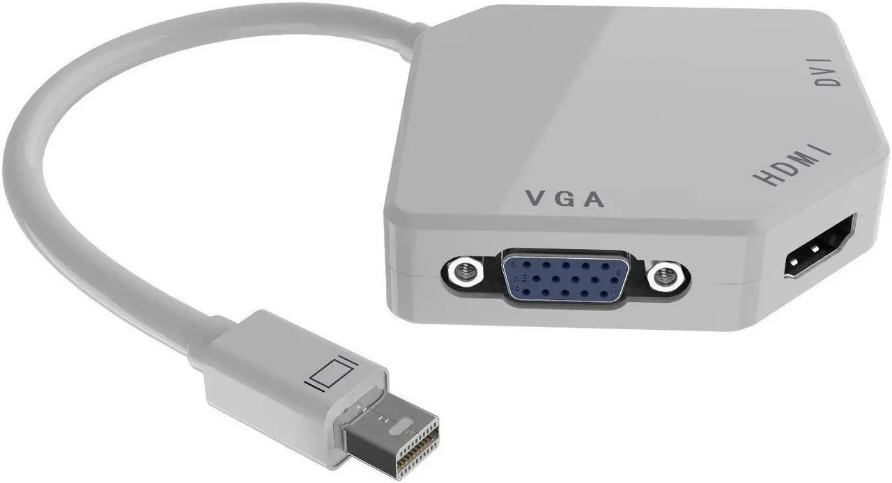 Alt view image 7 of 7 - 3-in-1 Mini DP Thunderbolt to HDMI DVI VGA Adapter Cable 1080p Mini Display Converter for Macbook Air Macbook Pro iMac Mini Surface Pro Series White