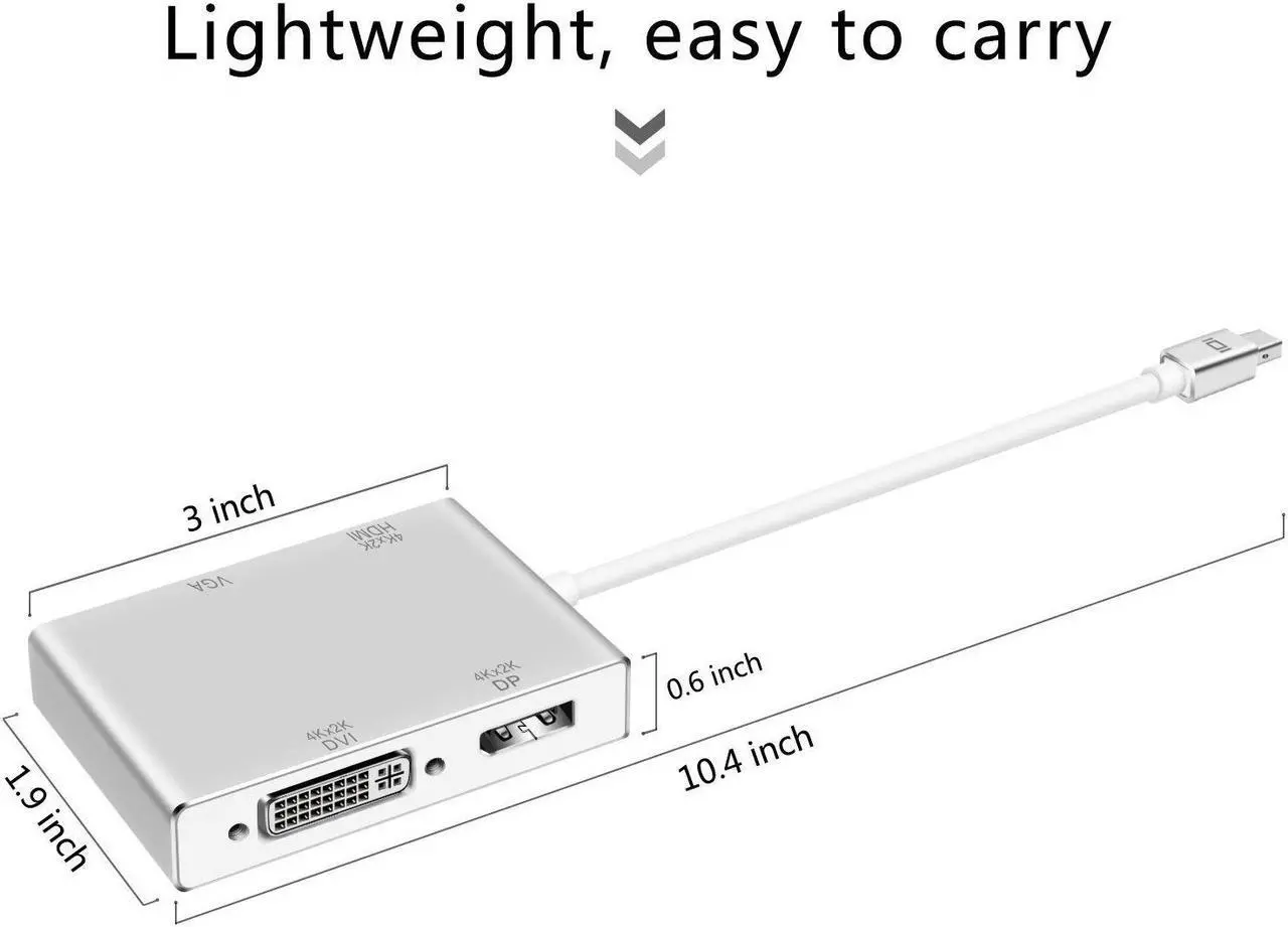 Alt view image 5 of 7 - Werleo 4-in-1 Mini Display Port to VGA HDMI DVI DP Adapter 4K Mini DP Thunderbolt 4-in-1 Adapter Converter for MacBook Air MacBook Pro Microsoft Surface Pro 2 3