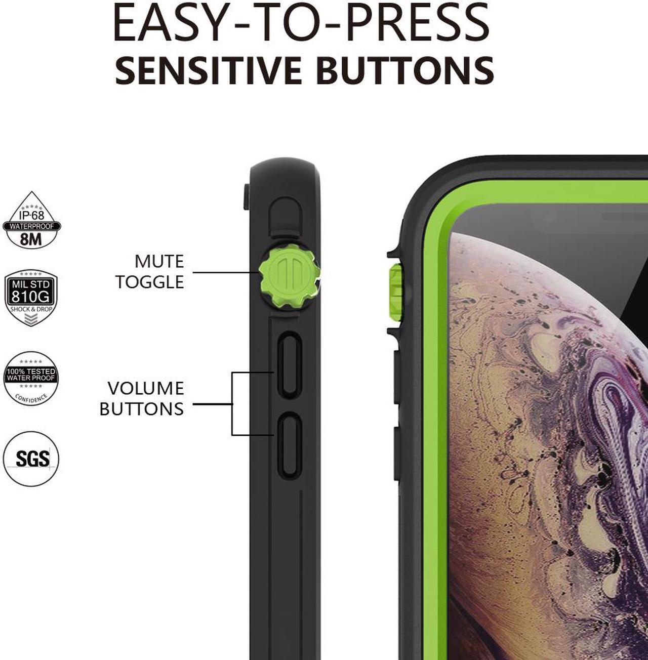 Alt view image 3 of 7 - aquaLife Waterproof, Shock & Drop Proof, Dirt Proof, Heavy Duty Underwater Diving Case for iPhone X iPhone Xs (IP68 Rated, MIL-STD-810G Certified) Fully Sealed w/Built-in Screen Protector (Lime)