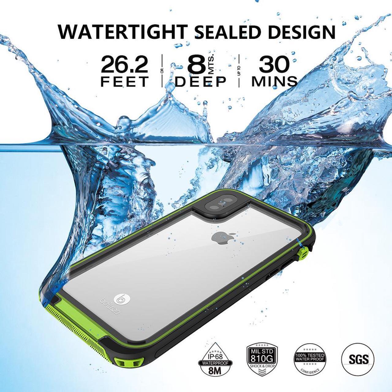 Alt view image 6 of 7 - aquaLife Waterproof, Shock & Drop Proof, Dirt Proof, Heavy Duty Underwater Diving Case for iPhone X iPhone Xs (IP68 Rated, MIL-STD-810G Certified) Fully Sealed w/Built-in Screen Protector (Lime)