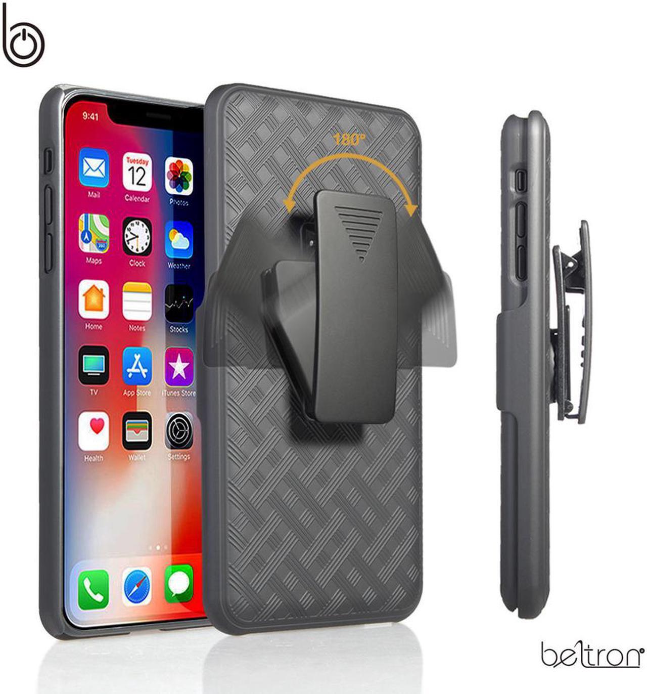 Main image of iPhone XS MAX Case Holster, Slim Protective Belt Clip Slider Case (Shell/Holster Combo) with Built-In Kickstand