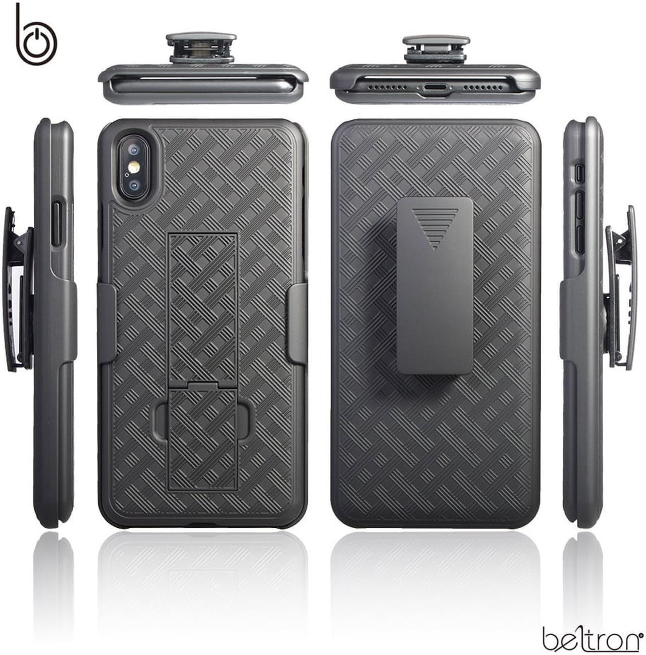 Alt view image 6 of 7 - iPhone XS MAX Case Holster, Slim Protective Belt Clip Slider Case (Shell/Holster Combo) with Built-In Kickstand