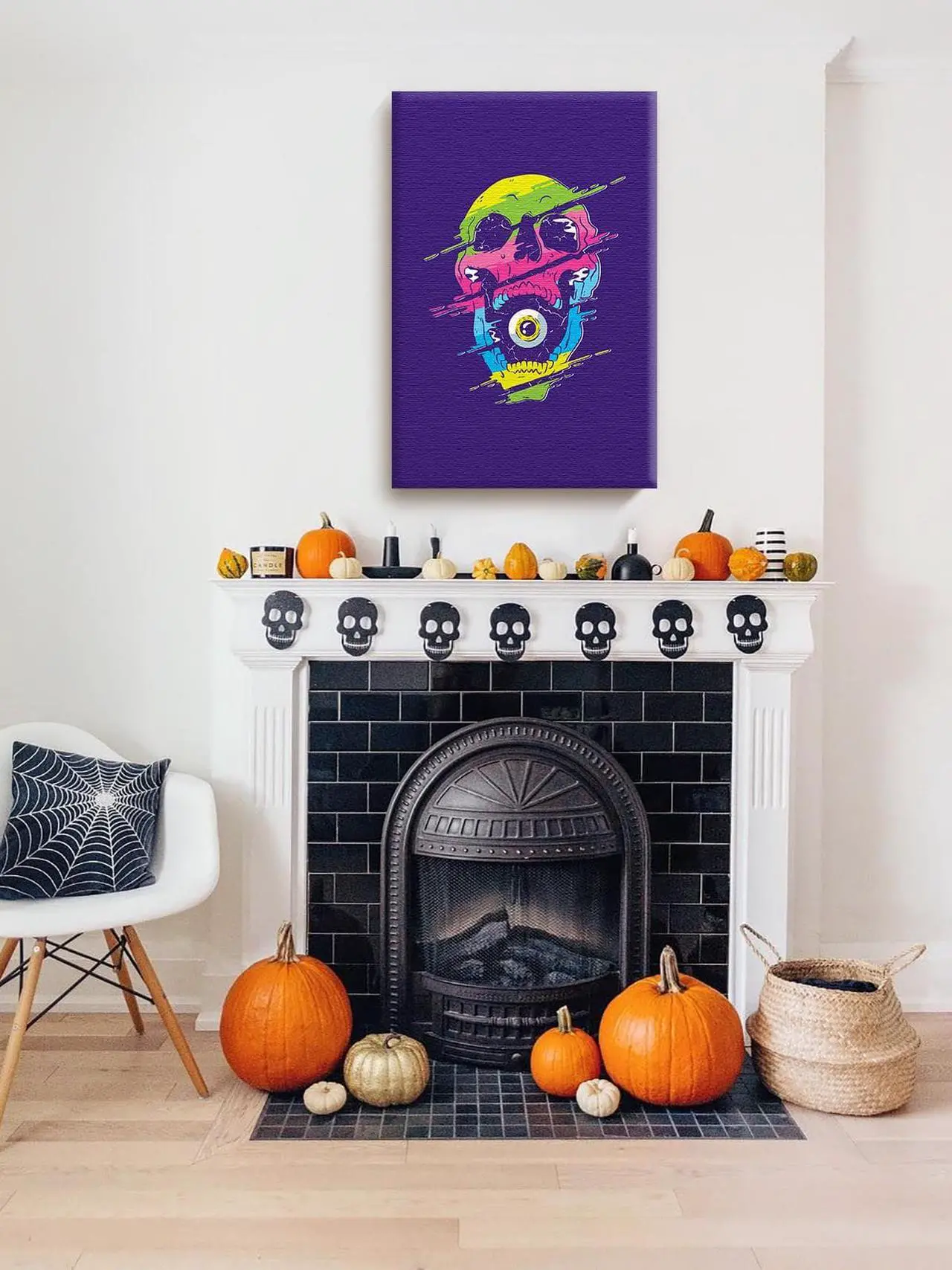 Alt view image 2 of 6 - Awkward Styles Skull Canvas Wall Art Psychedelic Eye Home Decor Prints