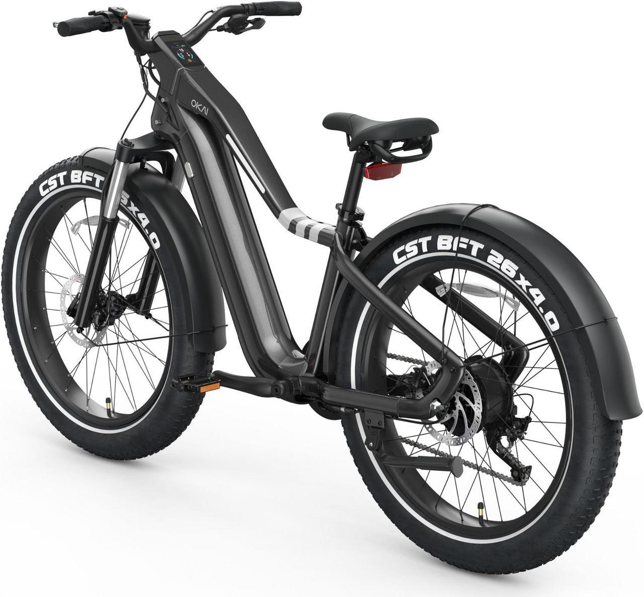 Alt view image 2 of 6 - OKAI EB50 26" Ranger Electric Bike - Black - 45 Miles Range & 20MPH - Touchscreen LCD - Customizable Ambience Lighting