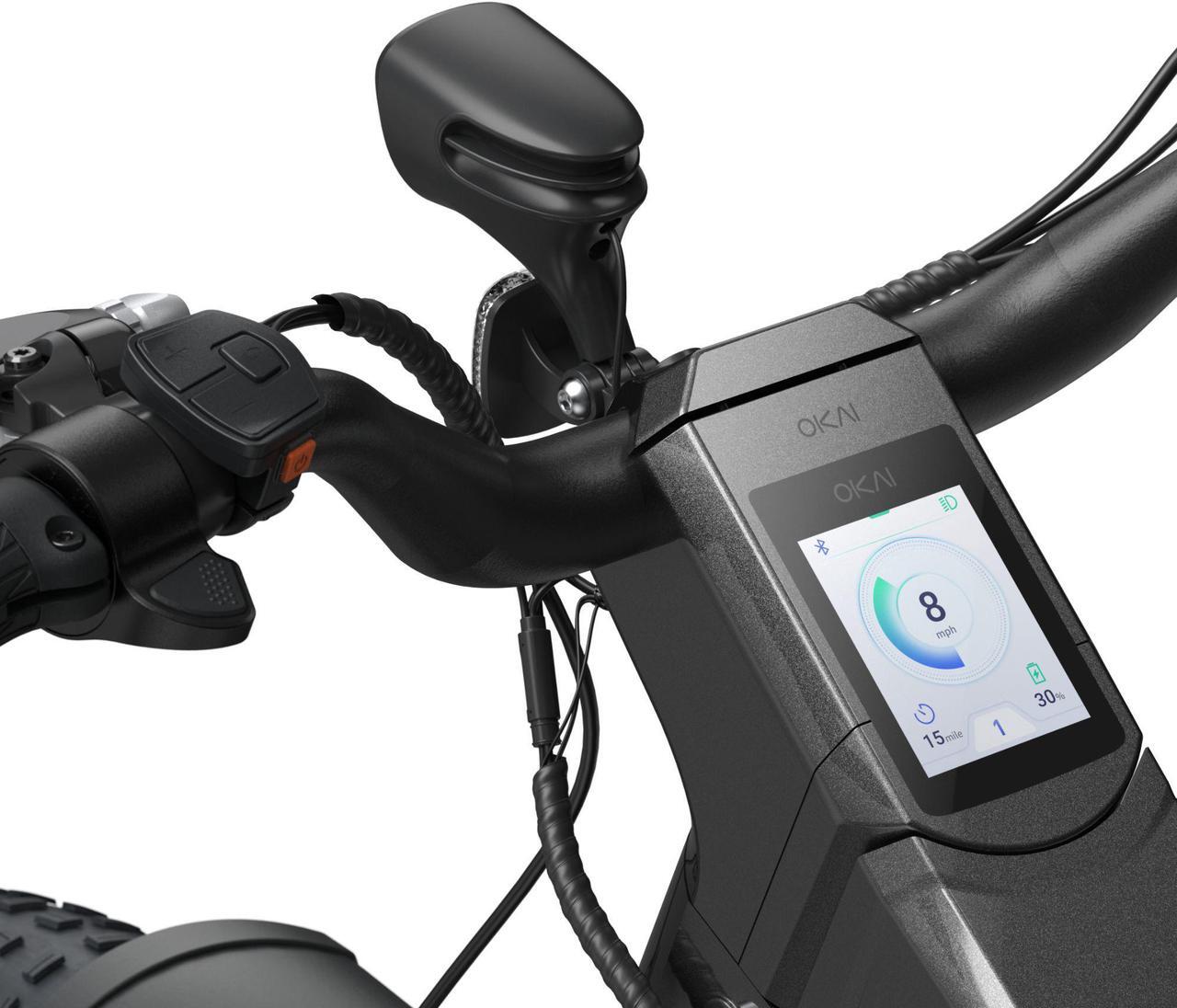 Alt view image 4 of 6 - OKAI EB50 26" Ranger Electric Bike - Black - 45 Miles Range & 20MPH - Touchscreen LCD - Customizable Ambience Lighting