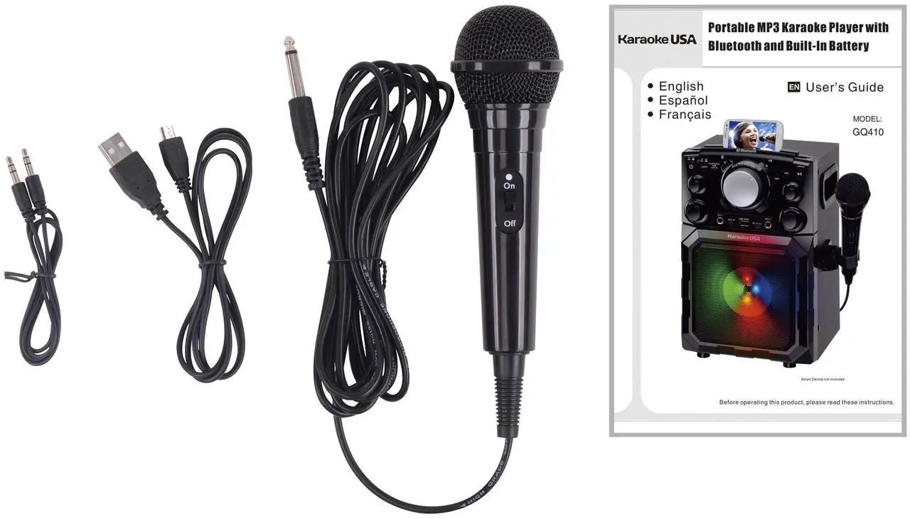 Alt view image 6 of 12 - Karaoke USA GQ410 Portable MP3 Karaoke Player system - Black