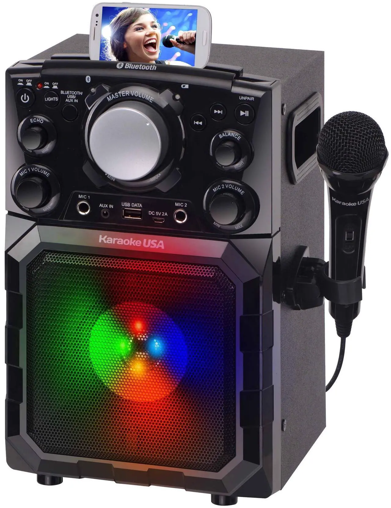 Alt view image 2 of 12 - Karaoke USA GQ410 Portable MP3 Karaoke Player system - Black