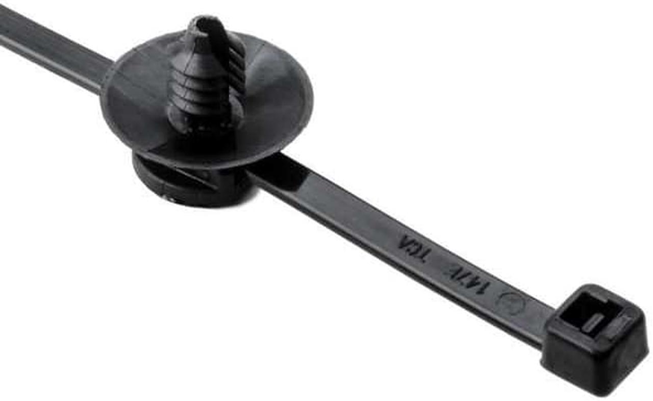 Main image of HellermannTyton 150-55850 2-Piece Cable Tie/Fir Tree Mount, 6.0"L, .17"–.20" Mounting Hole Diameter, PA66HS, Black,