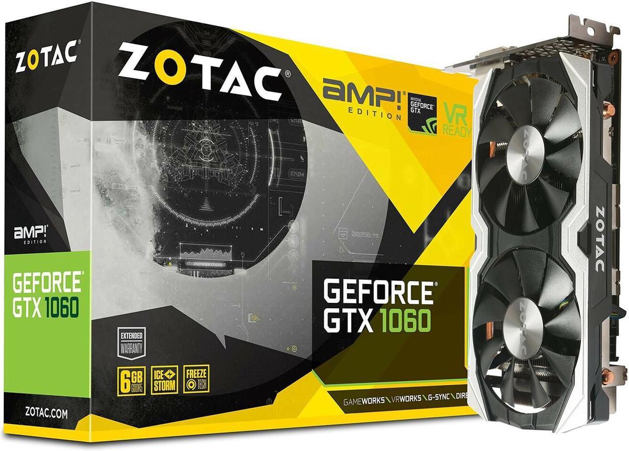 ZOTAC GeForce GTX 1060 AMP Edition, ZT-P10600B-10M, 6GB GDDR5 VR Ready S... New