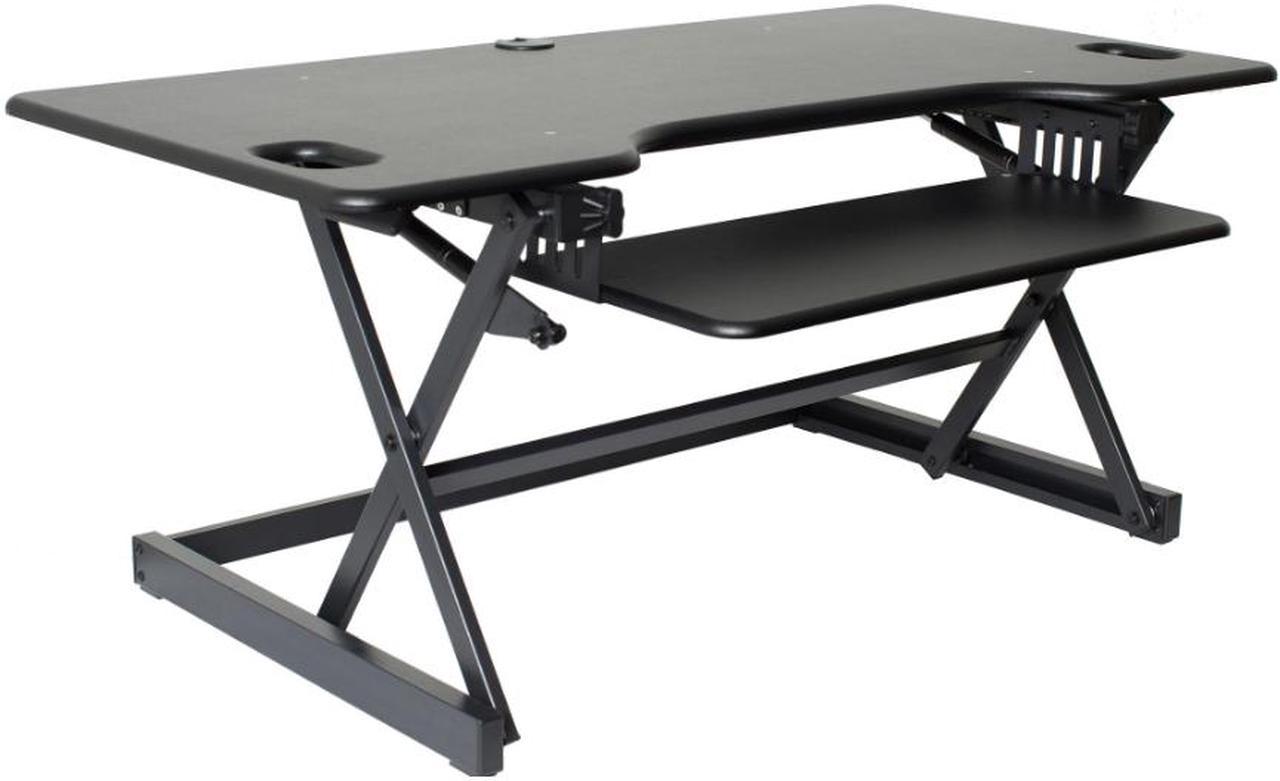 Rocelco Deluxe 46" wide Height Adjustable Standing Desk Riser with Extended Vertical Range (Black)