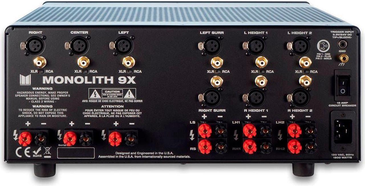 Alt view image 4 of 5 - Monoprice Monolith 9 Channel Multi-Channel Home Theater Power Amplifier With XLR Inputs (3x200 Watts + 6x100 Watts)