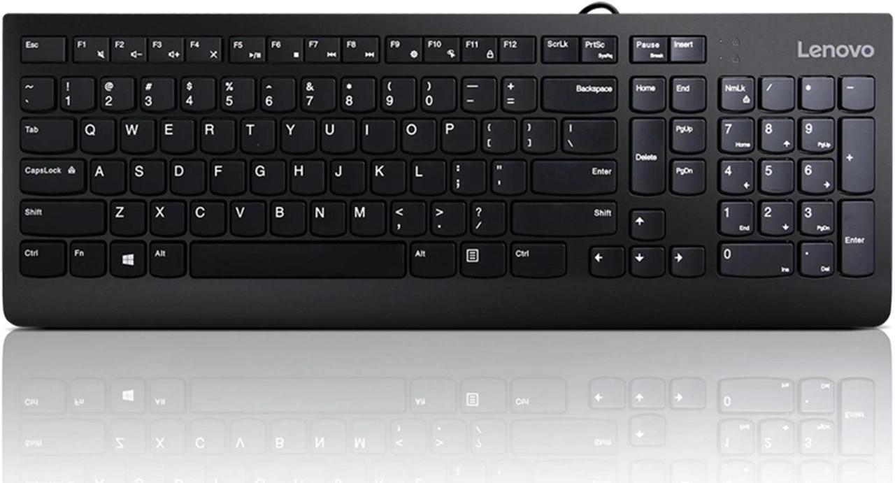 Lenovo 300 USB Keyboard, Wired, Adjustable Tilt, Ergonomic, Windows 7/8/10, GX30M39655, Black