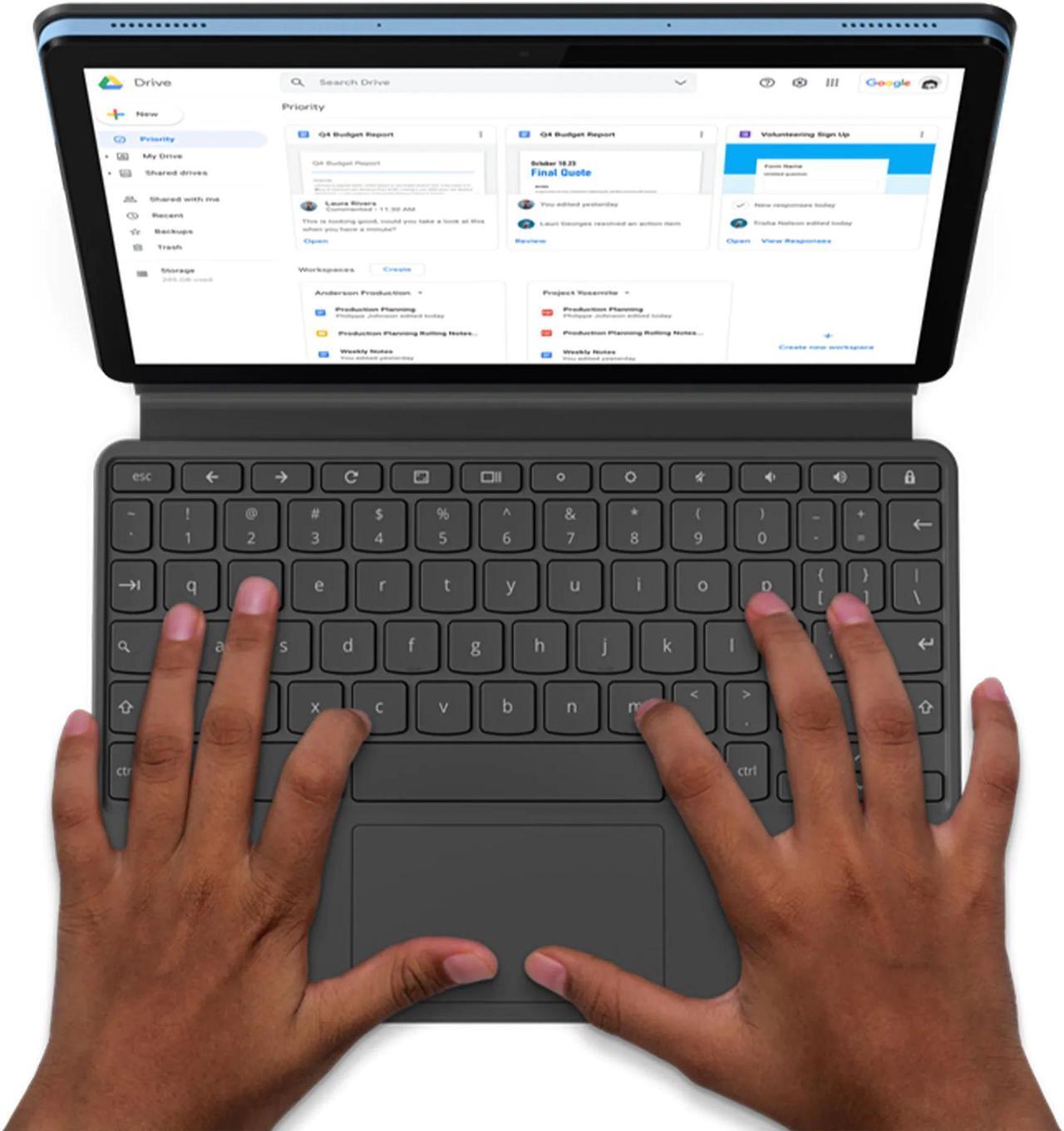 Alt view image 6 of 20 - Lenovo Chromebook Duet Laptop, 10.1" FHD IPS Touch  400 nits, MediaTek Helio P60T,  ARM Mali-G72 MP3 Graphics, 4GB, 64GB eMMC, Chrome Os