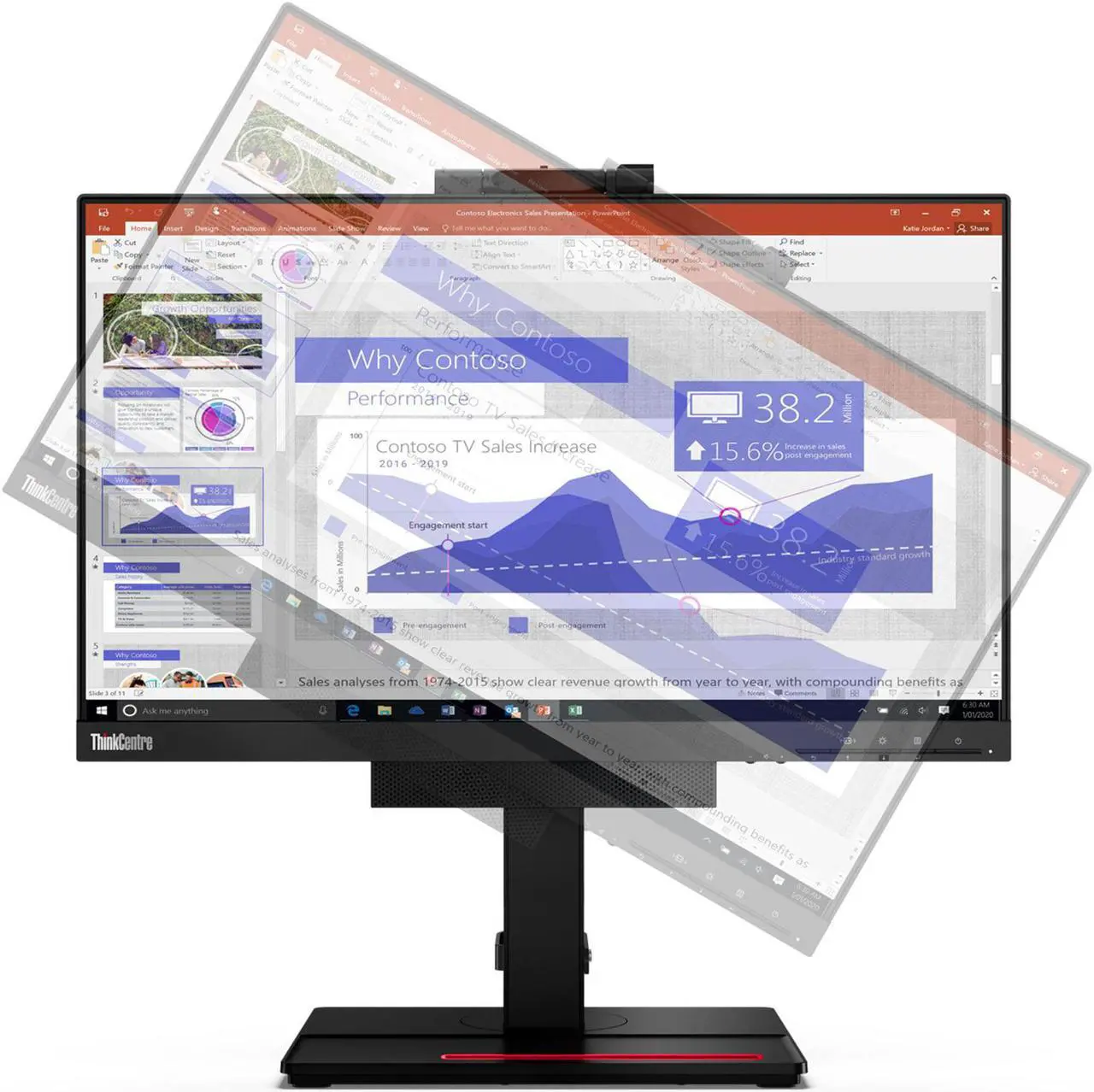 Alt view image 2 of 14 - Lenovo ThinkCentre TIO24Gen 4 24" WLED FHD- Touch Monitor with Webcam, Speaker and Mic