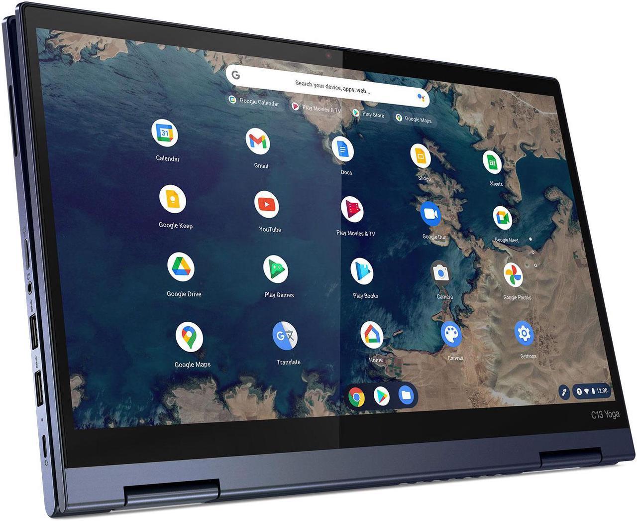 Alt view image 2 of 18 - Lenovo ThinkPad C13 Yoga Gen 1 20UX001PUS 13.3" Touchscreen 2 in 1 Chromebook - Full HD - 1920 x 1080 - AMD 3150C Dual-core (2 Core) 2.40 GHz - 4 GB RAM - 32 GB Flash Memory - Abyss Blue - Chrome