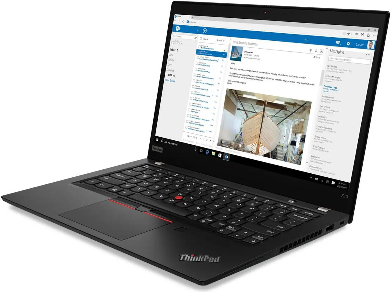 Alt view image 4 of 11 - Lenovo ThinkPad X13 Laptop, 13.3" FHD IPS  300 nits, i7-10510U,   UHD Graphics, 16GB, 512GB SSD, Win 10 Pro