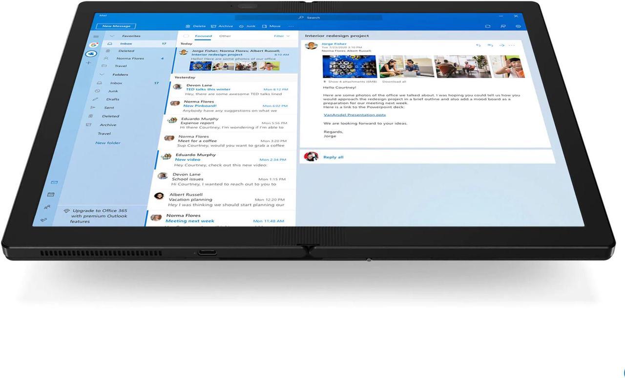 Alt view image 19 of 20 - Lenovo ThinkPad X1 Fold Intel Core i5-L16G7 8 GB LPDDR4X Memory 256 GB PCIe SSD Intel UHD Graphics 13.3" Touch Screen 2048 x 1536 Foldable 2-in-1 Laptop Windows 10 Pro 64-bit 20RK000JUS