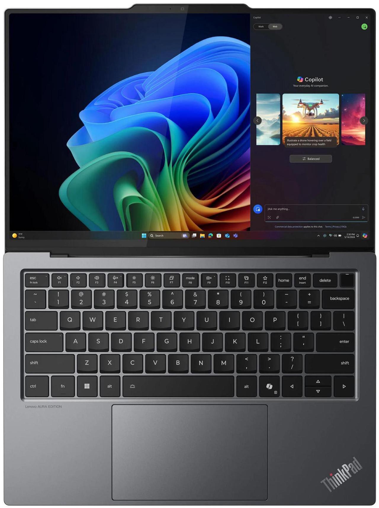 Alt view image 6 of 7 - Lenovo ThinkPad X9 14 Aura Edition Intel Laptop, 14",Intel Core Ultra 5 226V,16GB, Arc Graphics 130V, 512GB SSD,Win 11 Pro