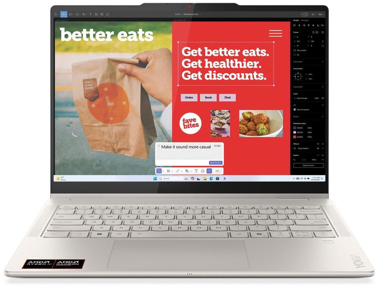 Alt view image 4 of 7 - Lenovo Yoga 7 2-in-1 Laptop, 14"  Glass,Ryzen AI 7 350,16GB, AMD Radeon 860M, 1TB SSD,Win 11 Pro