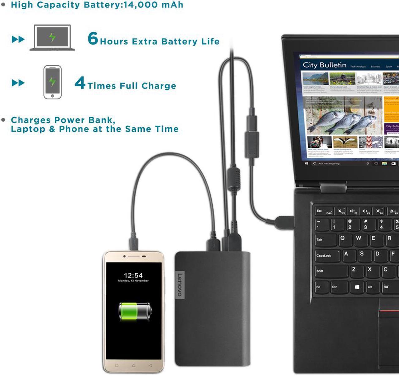 Alt view image 2 of 8 - Lenovo USB-C Laptop Power Bank 14000 mAh
