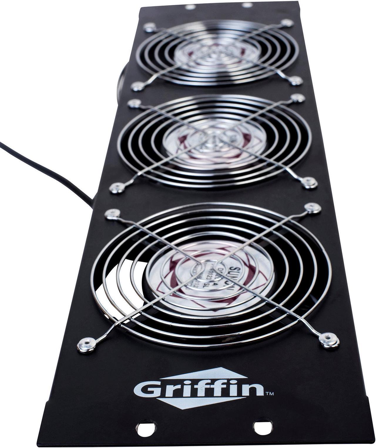 Alt view image 4 of 7 - 2 PACK - Rackmount Cooling Fan by Griffin | 3U Ultra-Quiet Triple Exhaust Fans, Keep Studio Audio Equipment Gear Cool | Rack Mount on Network IT System Server Rails | Temperature Control Panel Cabinet