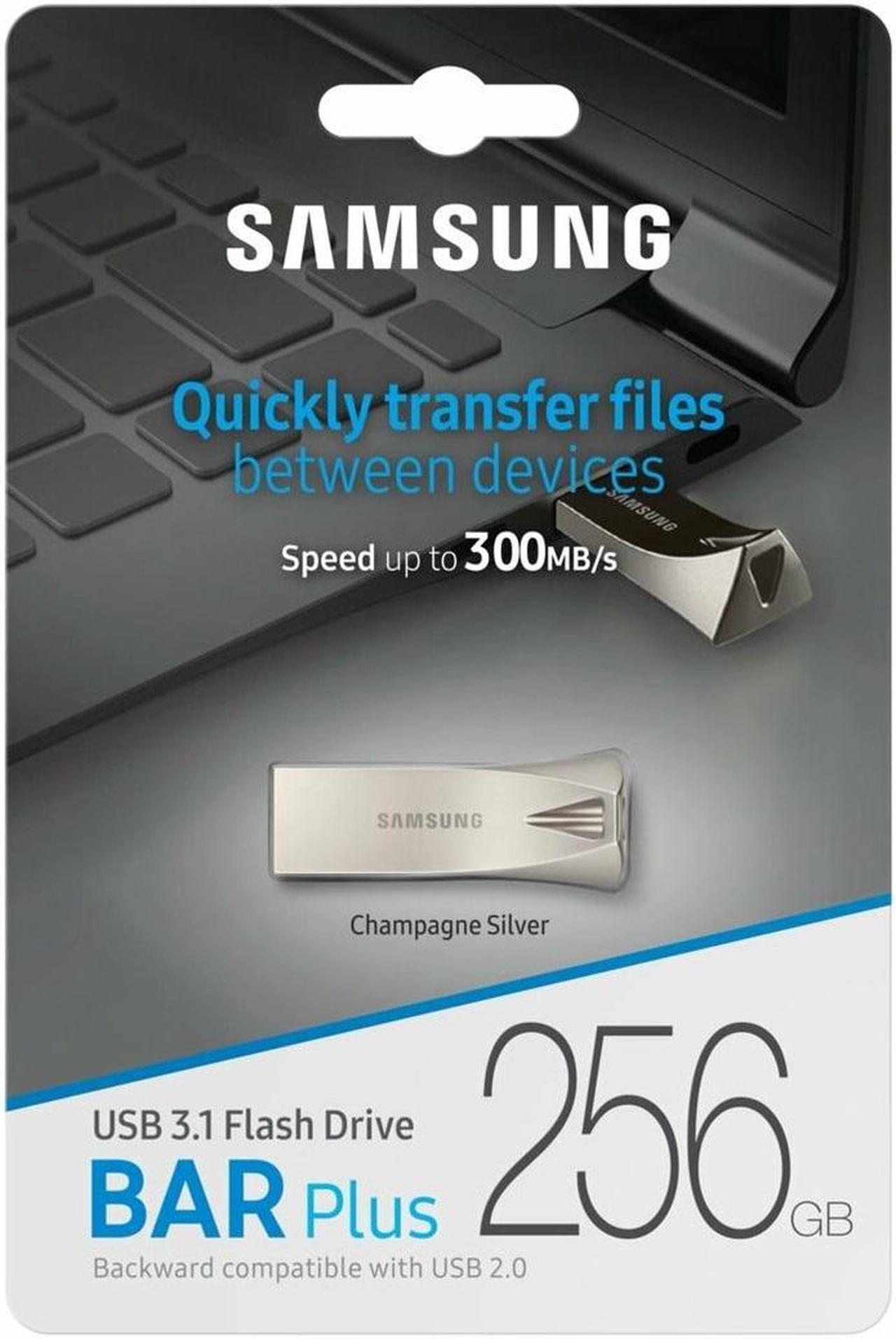 Samsung MUF-256BE3/EU MAI 256GB USB 3.1 Flash Drive r300MB/s Samsung Bar Plus Champagne Silver Metal Casing