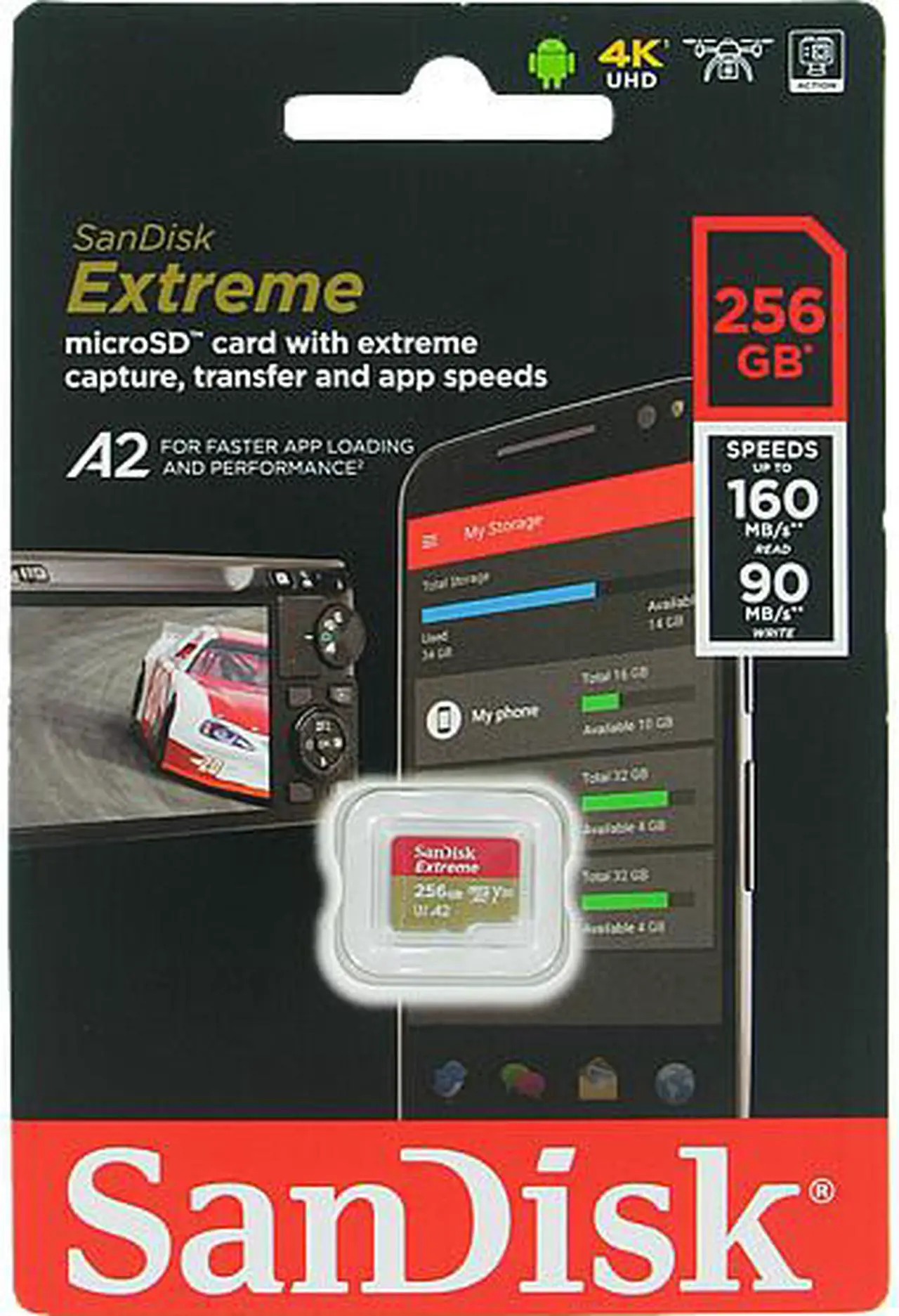 Main image of SanDisk SDSQXA1-256G-GN6MN DJT 256GB 8pin microSDXC r160MB/s w90MB/s C10 U3 V30 A2 UHS-I SanDisk Extreme microSDXC Memory Card w/out Adapter