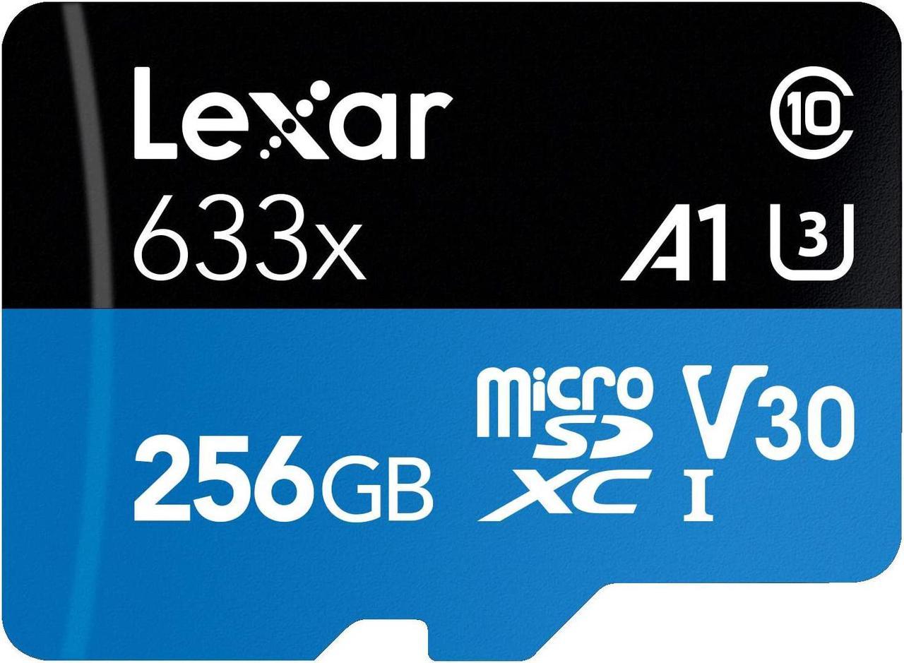 Lexar LSDMI256BB633A DJT 256GB 8pin microSDXC r100MB/s w45MB/s C10 U3 V30 A1 UHS-I Lexar microSDXC Memory Card w/ Adapter