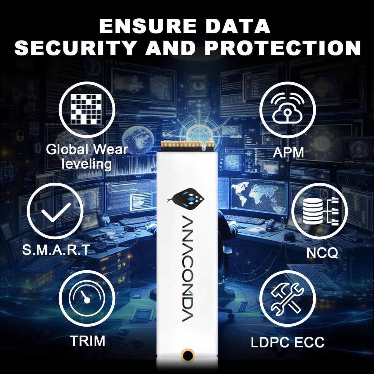 Alt view image 3 of 5 - ANACOMDA i3 2TB M.2 2280 PCIe Gen3x4 NVMe 1.3 3D TLC NAND FLASH Internal Solid State Drive. Internal SSD Read Speed up to 3000MB/s Write Speed Up to 3000MB/s. Made in TAIWAN