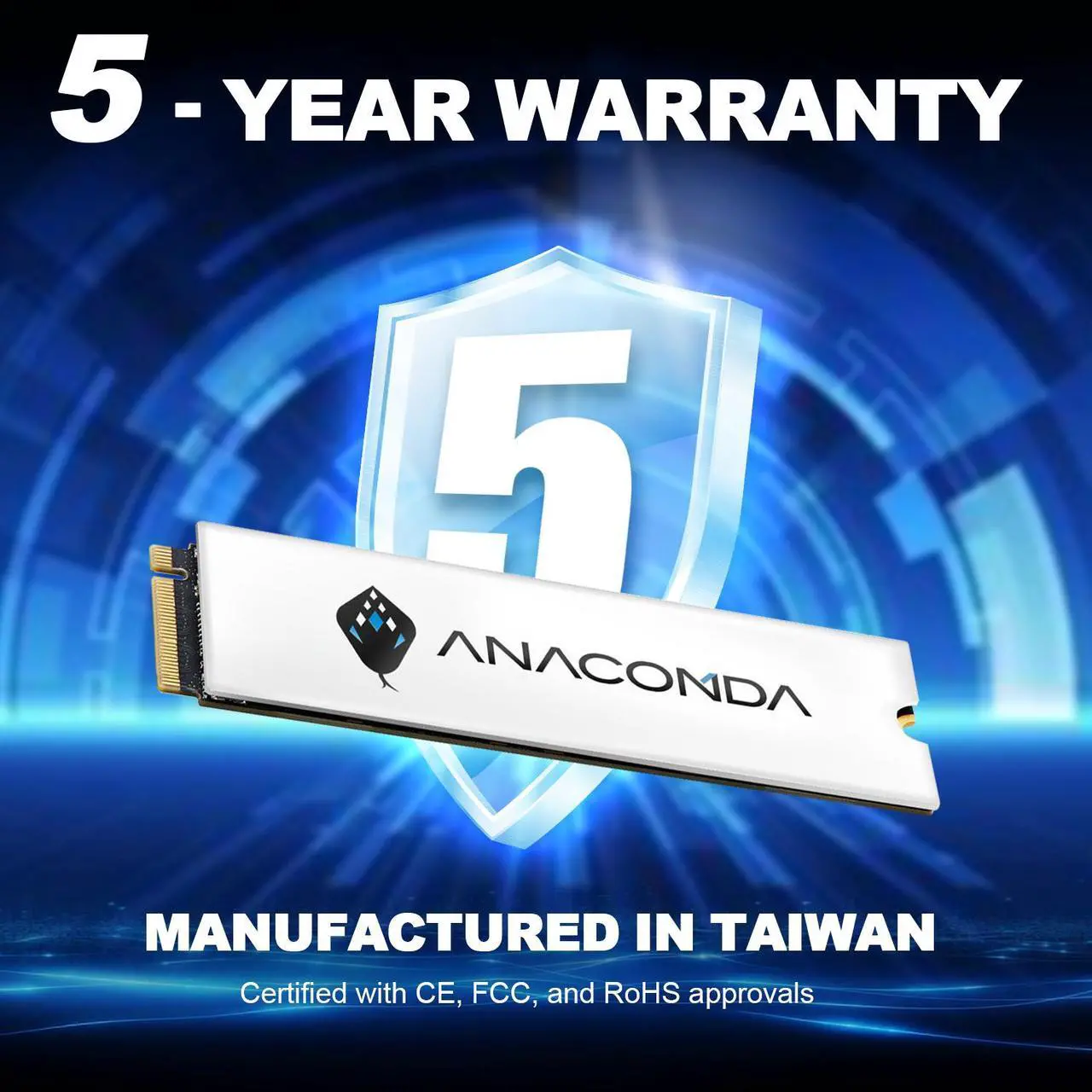 Alt view image 5 of 5 - ANACOMDA i3 2TB M.2 2280 PCIe Gen3x4 NVMe 1.3 3D TLC NAND FLASH Internal Solid State Drive. Internal SSD Read Speed up to 3000MB/s Write Speed Up to 3000MB/s. Made in TAIWAN