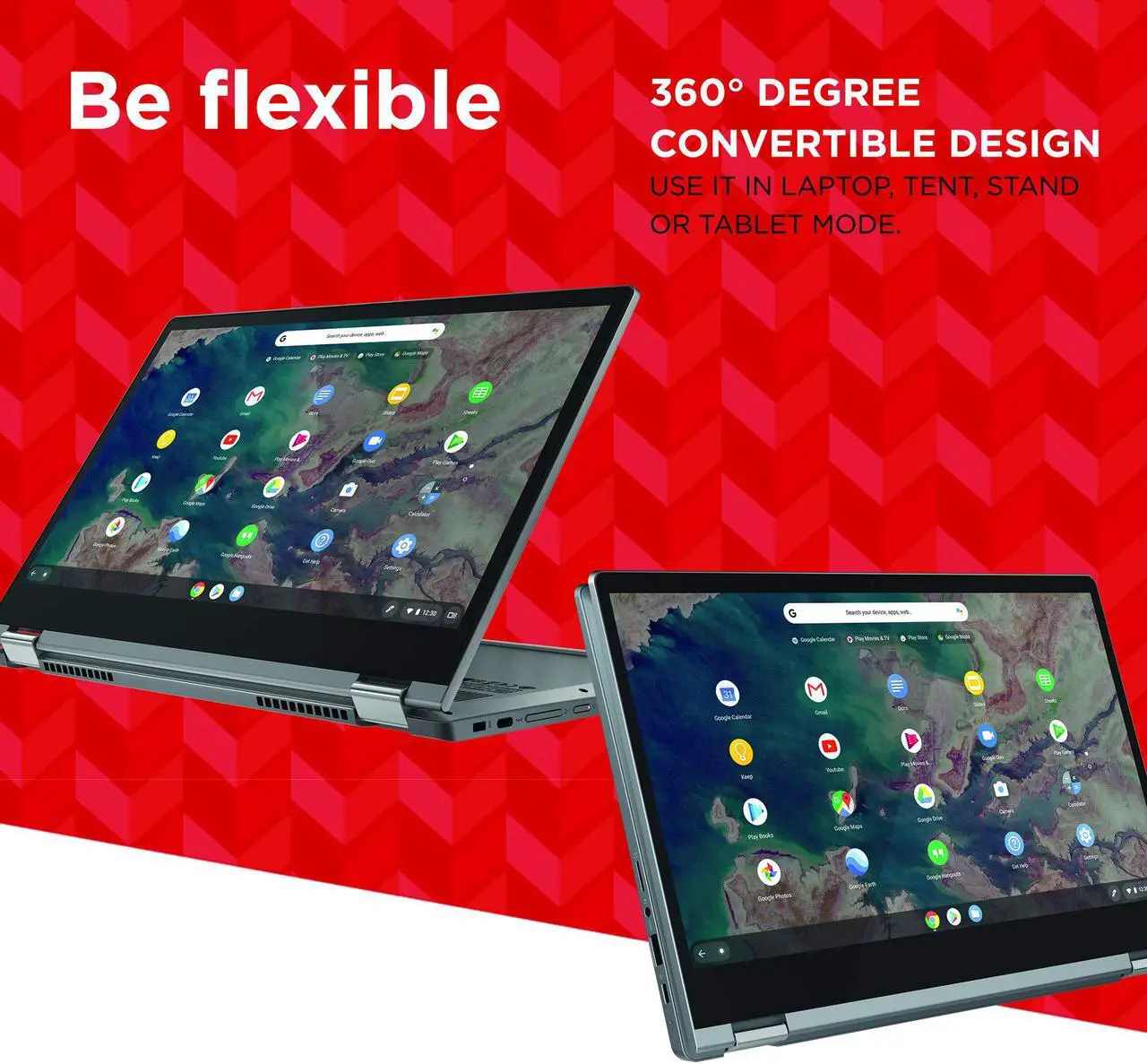 Alt view image 3 of 7 - (82B80006UX) Lenovo Chromebook Flex 5 13" Laptop, FHD (1920 x 1080) Touch Display, Intel Core i3-10110U Processor, 4GB DDR4 OnBoard RAM, 64GB SSD, Intel Integrated Graphics, Chrome OS, 82B80006UX, Gra