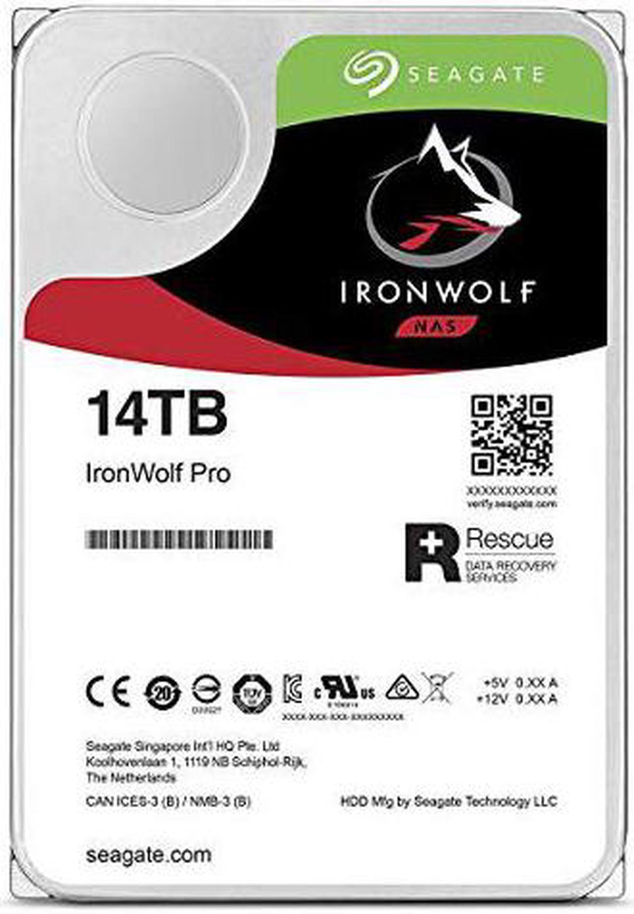 Seagate IronWolf Pro 14TB NAS Internal Hard Drive - CMR 3.5" SATA 6Gbps, 7200 RPM, 256MB Cache, 250Mbps Data Transfer Rate (ST14000NE0008)