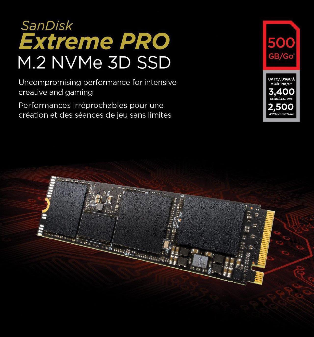 Alt view image 4 of 20 - SanDisk Extreme PRO 500GB PCIe 3.0 x4 M.2 2280 Internal Solid State Drive