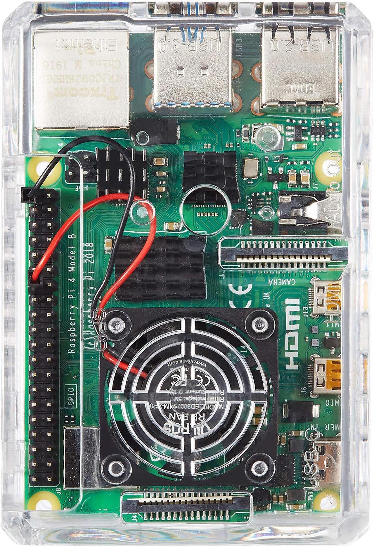 Alt view image 4 of 7 - Vilros Accessories Starter Pack for Raspberry Pi 4-Includes Fan Cooled Case-Power Supply -Heatsink (Set of 4) -Micro HDMI & USB-C Adapters