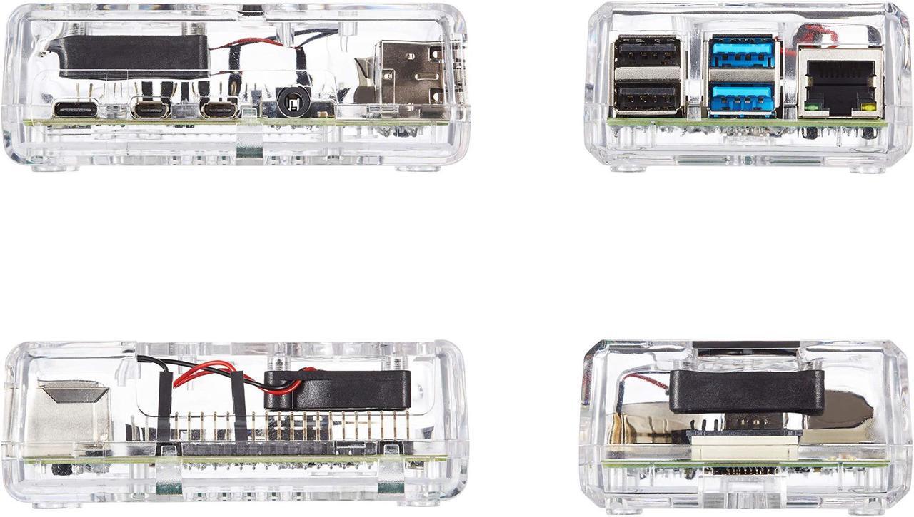 Alt view image 3 of 7 - Vilros Accessories Starter Pack for Raspberry Pi 4-Includes Fan Cooled Case-Power Supply -Heatsink (Set of 4) -Micro HDMI & USB-C Adapters