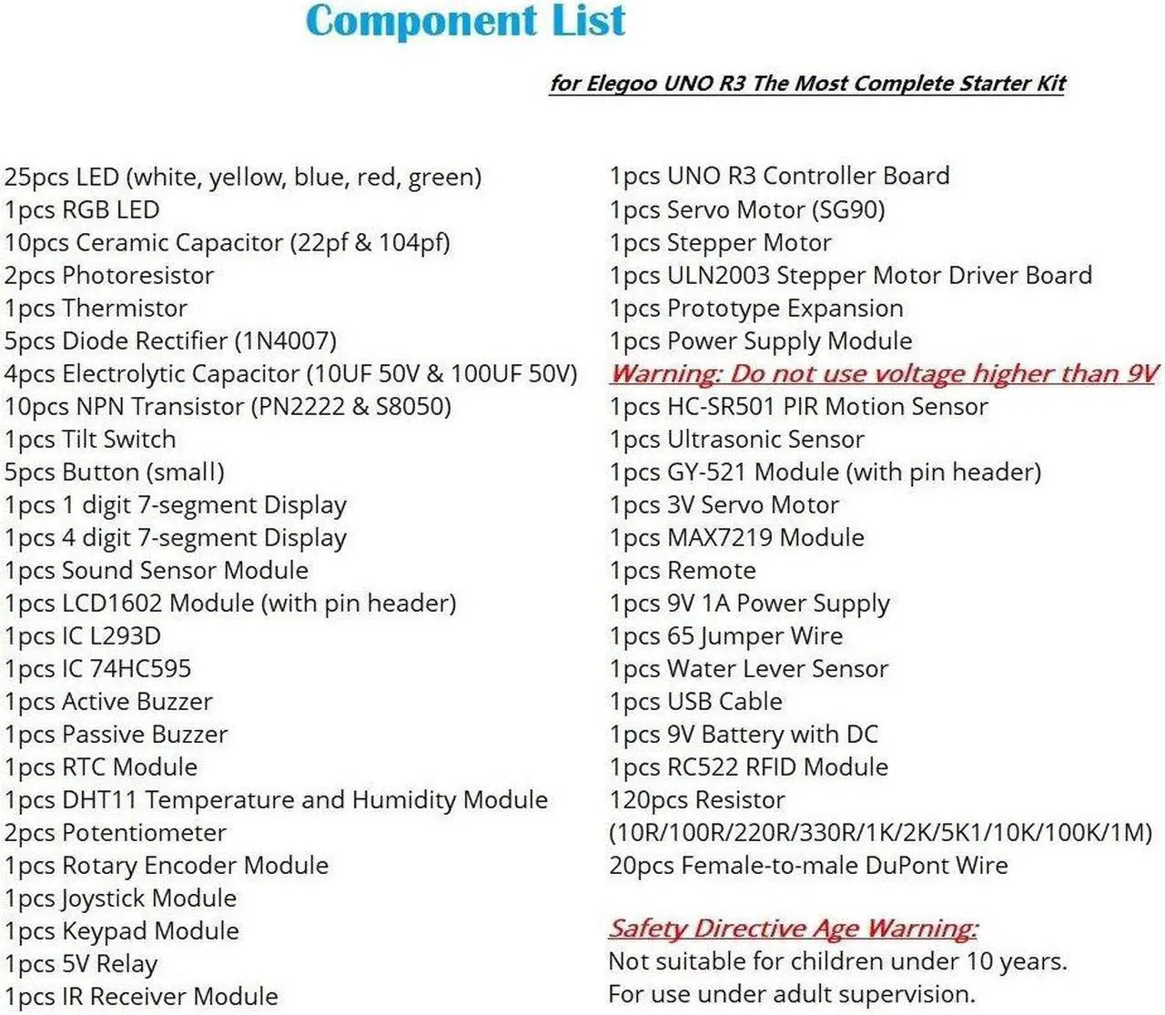 Alt view image 14 of 14 - Elegoo For Arduino UNO R3 Project Most Complete Starter Kit w/ Tutorial for  MEGA2560 UNO NANO (63 Items)