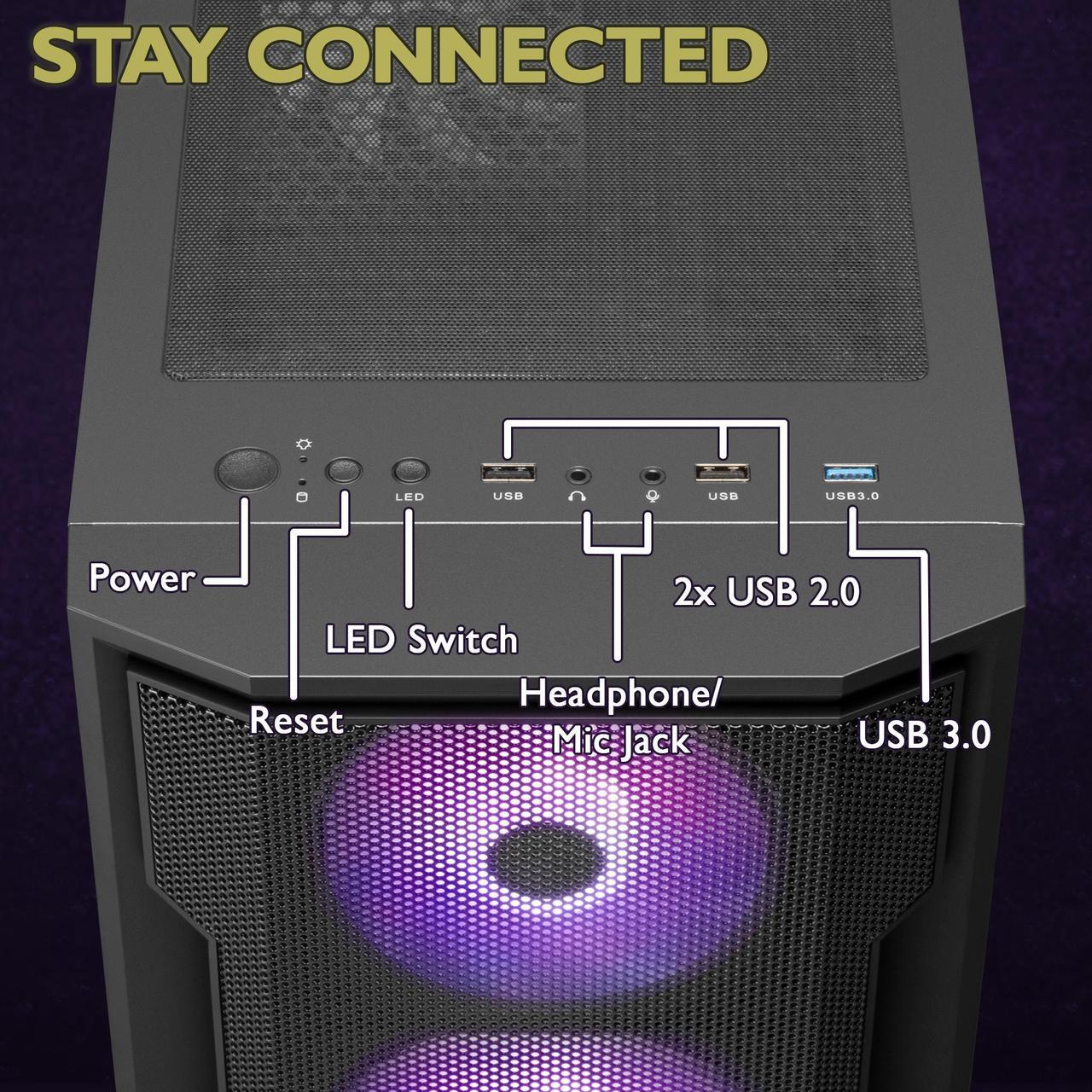 Alt view image 4 of 7 - Cobratype Anaconda Gaming PC - Intel Core i7-12700F, RTX 4060, Liquid Cooled, 32 GB DDR4 RAM, 1 TB NVMe, Windows 11 Home - Gaming Desktop