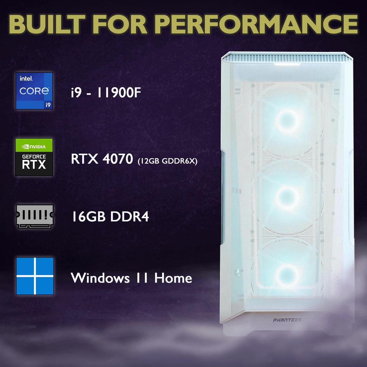 Alt view image 2 of 7 - Cobratype Levant Gaming PC - Intel Core i9-11900F, RTX 4070, Liquid Cooled, 16GB DDR4 RAM, 1TB NVMe, Windows 11 Home - Gaming Desktop