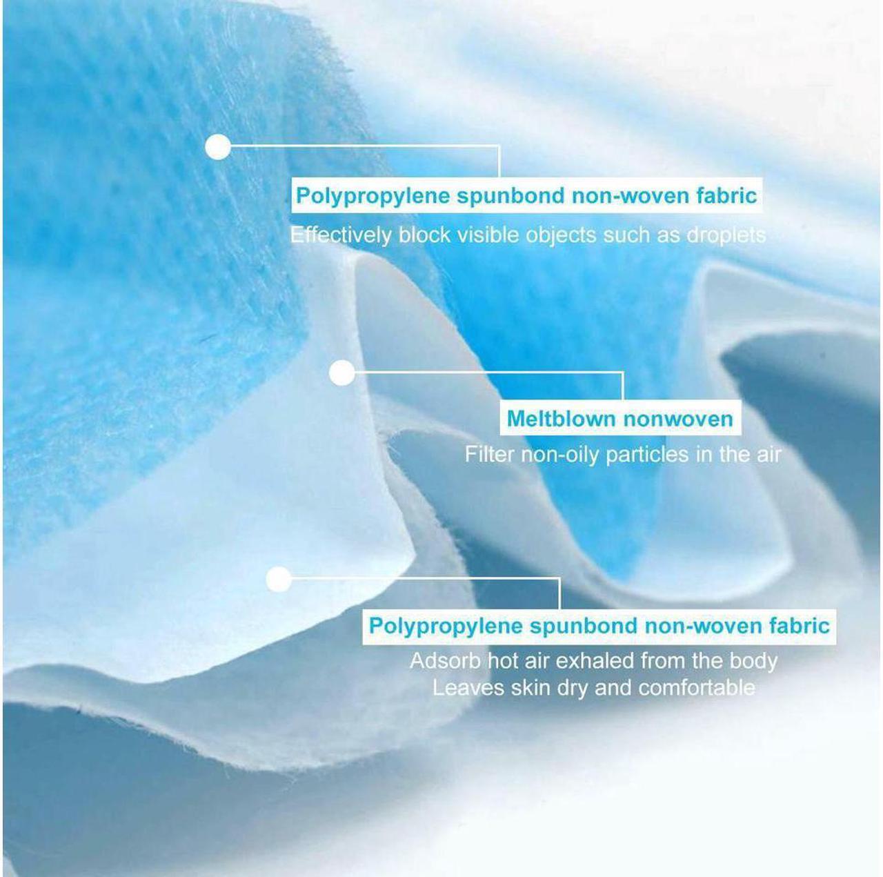 Alt view image 3 of 5 - 50x Disposable face masks 3 layers Antiviral antibacterial face mask protection Adult child protective nose and mouth masks