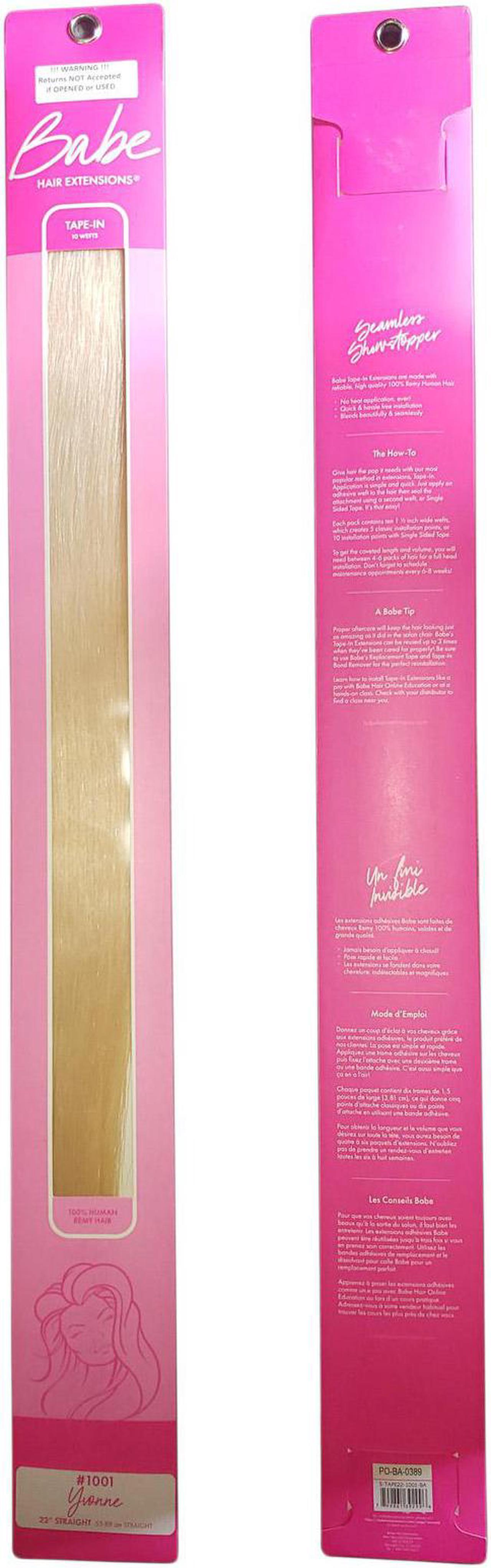 Alt view image 3 of 4 - Babe Tape-In 22 Inch Yvonne #1001 Hair Extensions 10 Wefts Straight Color