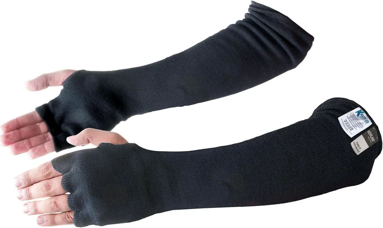 Main image of KEZZLED Kevlar Sleeves for Men and Women  4 Way Protection Long Arm Sleeve with Finger Opening - Best for Welding, Gardening, Anti-Bite, Heat and Cut Resistant