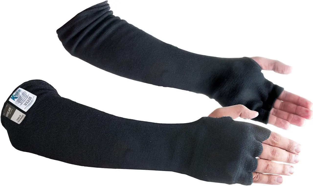 Alt view image 5 of 6 - KEZZLED Kevlar Sleeves for Men and Women  4 Way Protection Long Arm Sleeve with Finger Opening - Best for Welding, Gardening, Anti-Bite, Heat and Cut Resistant