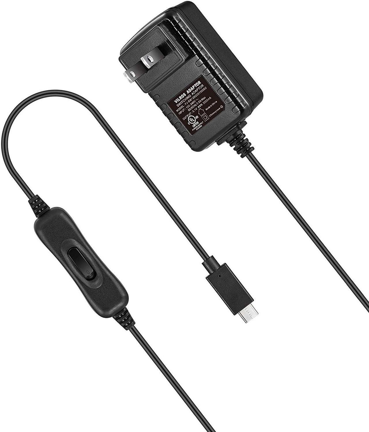 Alt view image 3 of 3 - Vilros Raspberry Pi 4 Power Supply (USB-C) with on/Off Switch